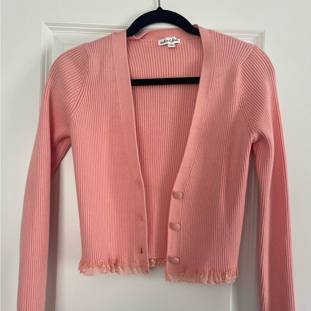 For love & lemons cropped cardigan - worn once. Peach color